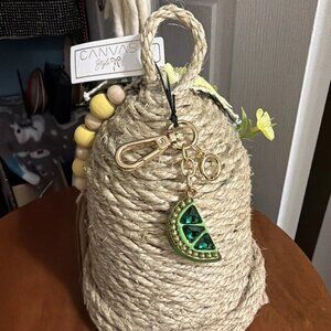 Canvas Style Pave Lime Wedge Bag Charm in Green - NWT